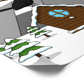 Happy Blackbird Singing in Winter Landscape Poster (Hoek)