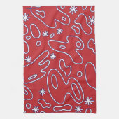 Happy Blobs - Rood, Wit en Blauw Squiggles Theedoek (Verticaal)