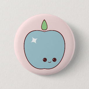 Happy Blue Apple Pin Ronde Button 5,7 Cm