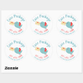 Happy Blue Bird Heart Envelope Care Package Ronde Sticker (Vel)