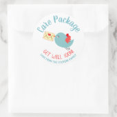 Happy Blue Bird Heart Envelope Care Package Ronde Sticker (Tas)