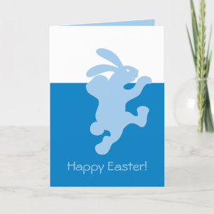 Happy Blue Bunny Rabbit-kaart Feestdagen Kaart