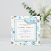 Happy Blue Dots Boy Baby shower Invitation (Debout devant)