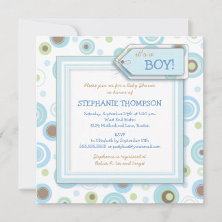 Happy Blue Dots Boy Baby shower Invitation