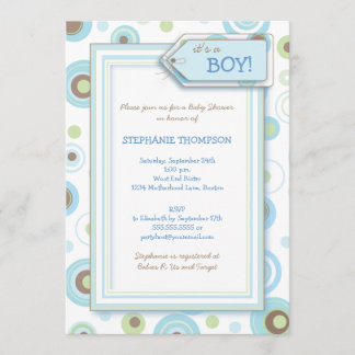 Happy Blue Dots Boy Baby shower Invitation