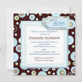 Happy Blue Dots Boy Baby shower Invitation
