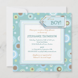 Happy Blue Dots Boy Baby shower Invitation