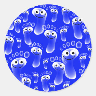 Happy Blue Feet Ronde Sticker