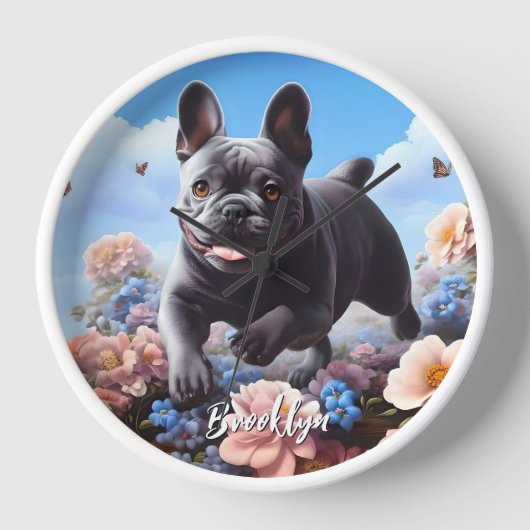 Happy Blue Franse Bulldog & Bloemen (Voorkant)