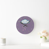 Happy Blue Rain Cloud Raining Roze Hearts Ronde Klok (Huis)