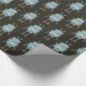 Happy Blue Robot Pattern Cadeaupapier (Hoek)
