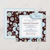Happy Blue Stippen Boy Baby shower Uitnodiging (Voorkant / Achterkant)