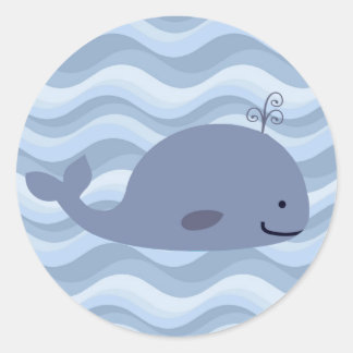 Happy blue whale sticker