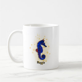 Happy Blue zee Horse waterverf stijl Koffiemok