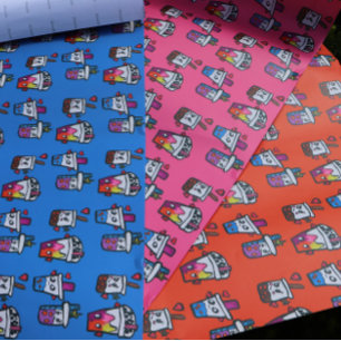 Happy Boba Tea Bubble Teas Bobas Kawaii Inpakpapier Vel