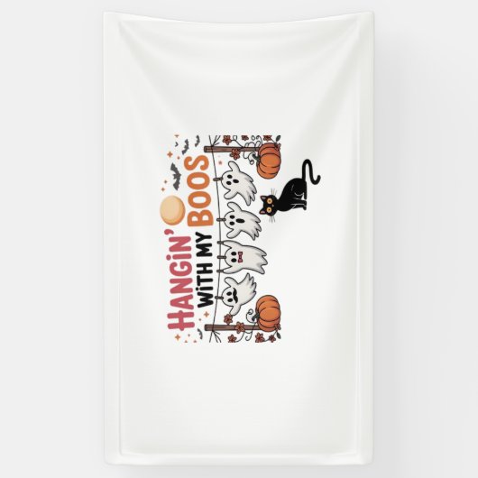 Happy Boo-Day Ghost Cat PNG - Spookachtig Schattig Spandoek (Verticaal)