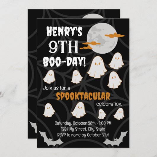 Happy Boo-Day uitnodiging (Voorkant / Achterkant)