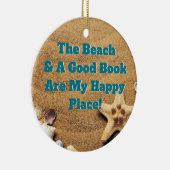 Happy Book Reading Beach Bookworm Bibliophile Keramisch Ornament (Rechts)