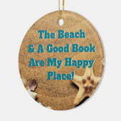 Happy Book Reading Beach Bookworm Bibliophile Keramisch Ornament (Links)
