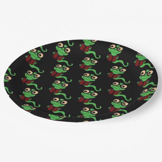 Happy Bookworm Zwart Papieren Bordje (Gekanteld)