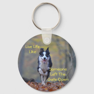 Happy Border Collie Inspirerend Gezegde Sleutelhanger