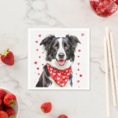 Happy Border Collie Red Heart Bandana Servet (Insitu)
