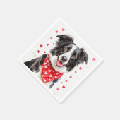 Happy Border Collie Red Heart Bandana Servet (Hoek)