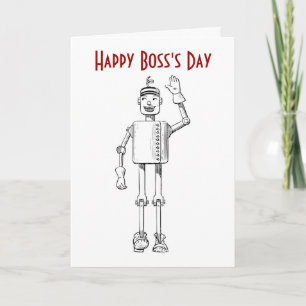 Happy Boss Day met robot en aangepaste tekst Kaart