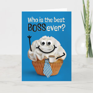 Happy Boss's Day Cupcake in stropdas met koffie Feestdagen Kaart