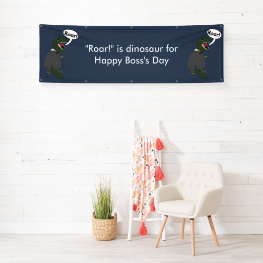 Happy Boss's Day Dinosaur Funny Mannelijk Personal Spandoek (Insitu)