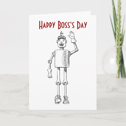 Happy Boss's Day met robot en aangepaste tekst Kaart (Voorkant)