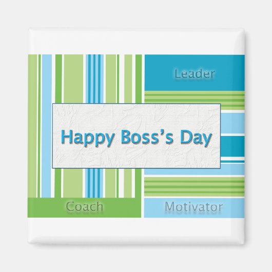 Happy Boss's Day Stripes Magneet (Voorkant)