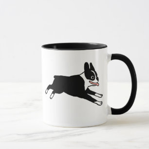Happy Boston Terrier onderweg Cute Cartoon Dog Mok