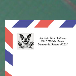 Happy Boston Terrier Retour Adreslabel Etiket
