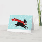 Happy Boston Terrier Winter Snow Kerstmis Feestdagen Kaart (Voorkant)
