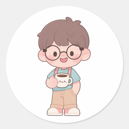 👦 Happy Boy Ronde Sticker (Voorkant)