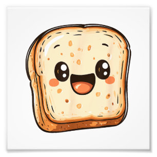 Happy Bread Slice Cartoon Smiling Toast Foto Afdruk