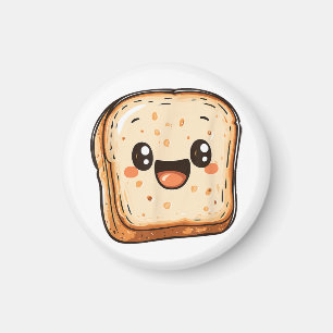 Happy Bread Slice Cartoon Smiling Toast Magneet
