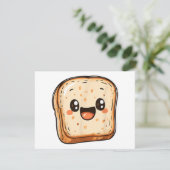 Happy Bread Slice Cartoon Smiling Toast Save The Date (Staand voorkant)