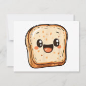 Happy Bread Slice Cartoon Smiling Toast Save The Date (Achterkant)