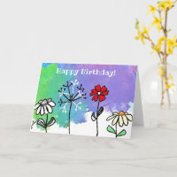 Happy bright cartoon bloemen op waterverven
