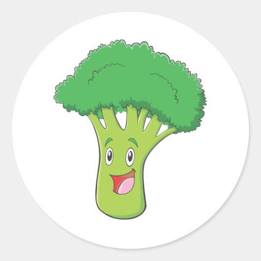 Happy Broccoli Vegetable Smiling Ronde Sticker (Voorkant)