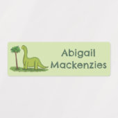 Happy brontosaurus dinosaurus cartoon gepersonalis labels (Design 1)