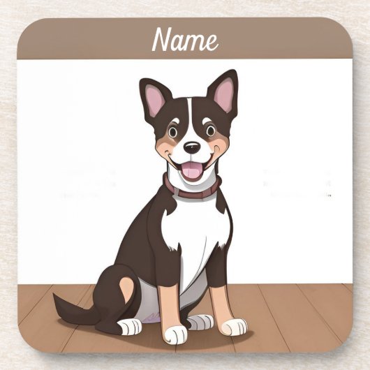 Happy Brown Puppy Dog Bier Onderzetter (Voorkant)