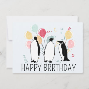 Happy BRRthday Pinguïn Winter Verjaardagsballonnen Kaart
