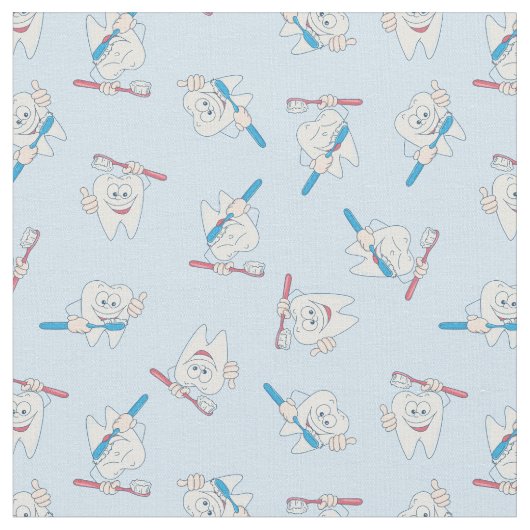 Happy Brushing Teeth Pattern Stof (Close Up)