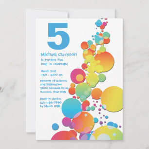 Happy Bubbles Birthday Party Invitation Kaart
