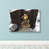 Happy Buddha Among the Crashing Waves Canvas Afdruk (Insitu (Houten vloer))
