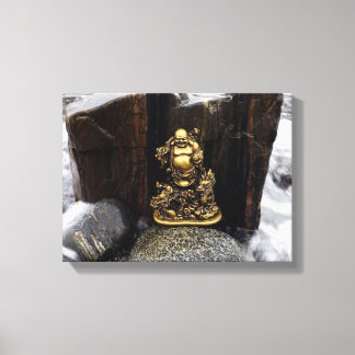 Happy Buddha Among the Crashing Waves Canvas Afdruk