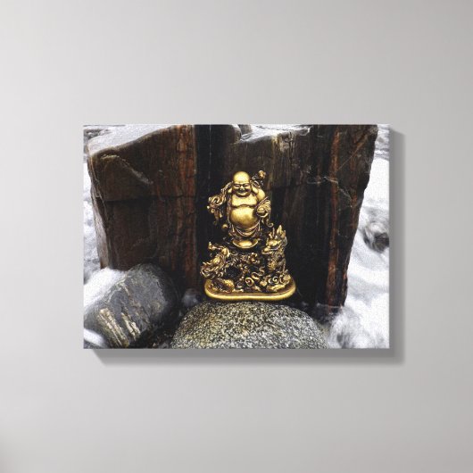 Happy Buddha Among the Crashing Waves Canvas Afdruk (Voorkant)